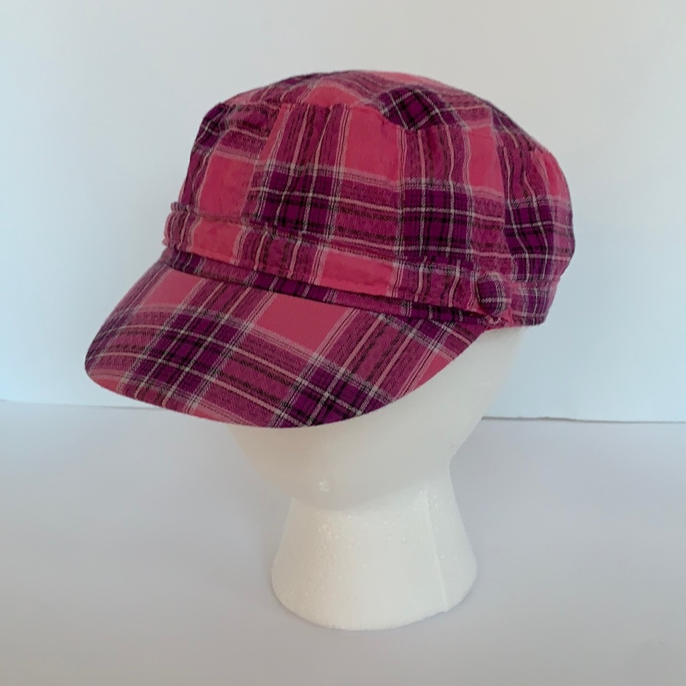 Pink Plaid Military Cap